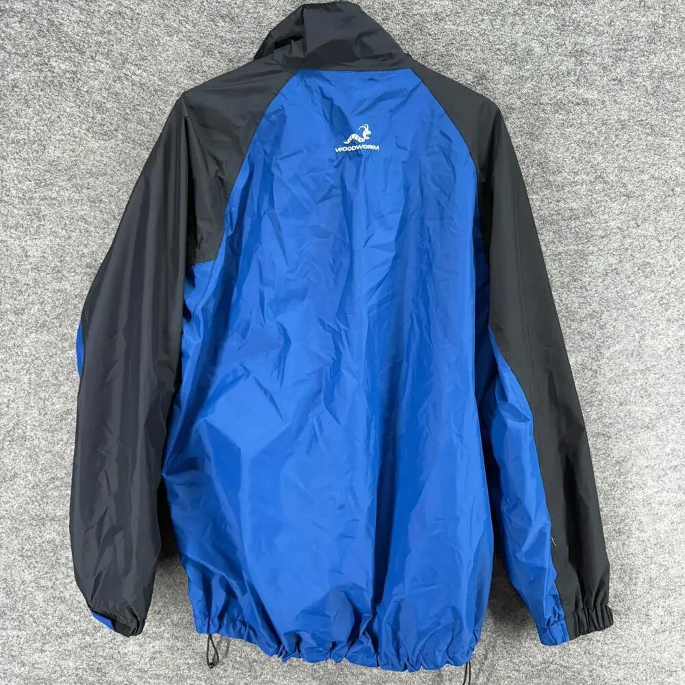 Woodworm Windbreaker Jacket Men XL Blue Full Zip Collared Long Sleeve Pockets